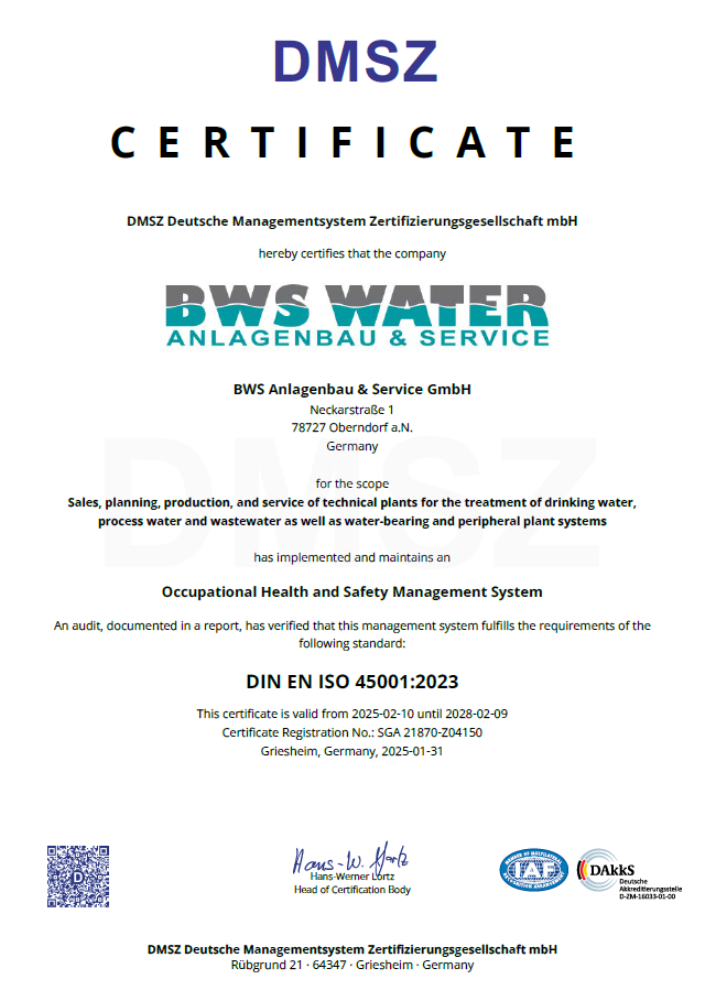 Certificate SGA Management DIN EN ISO 45001